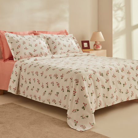 Karaca Home Silvie 100% Cotton Double Bed Quilted Bedding Set Red - MALLTURK