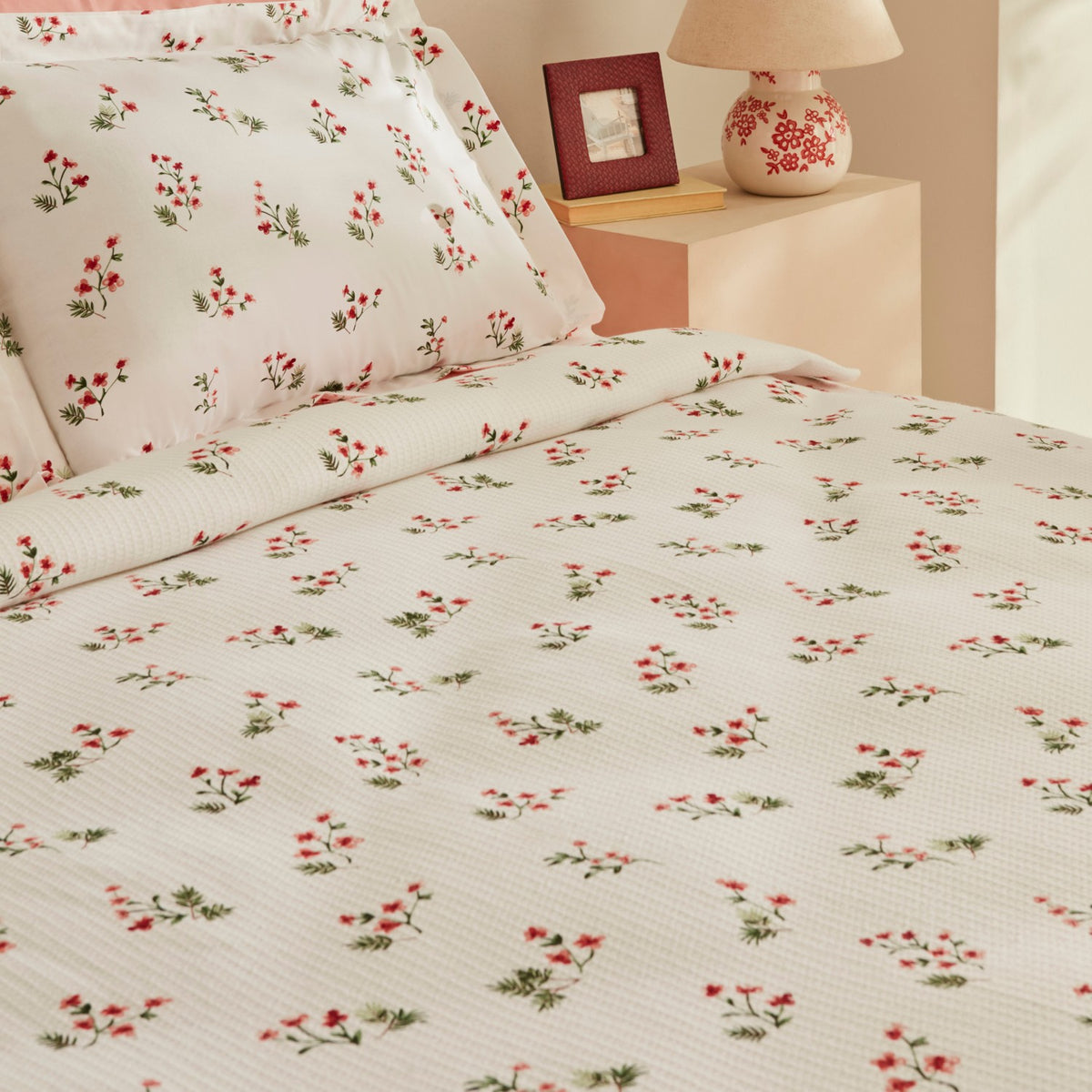 Karaca Home Silvie 100% Cotton Double Bed Quilted Bedding Set Red - MALLTURK