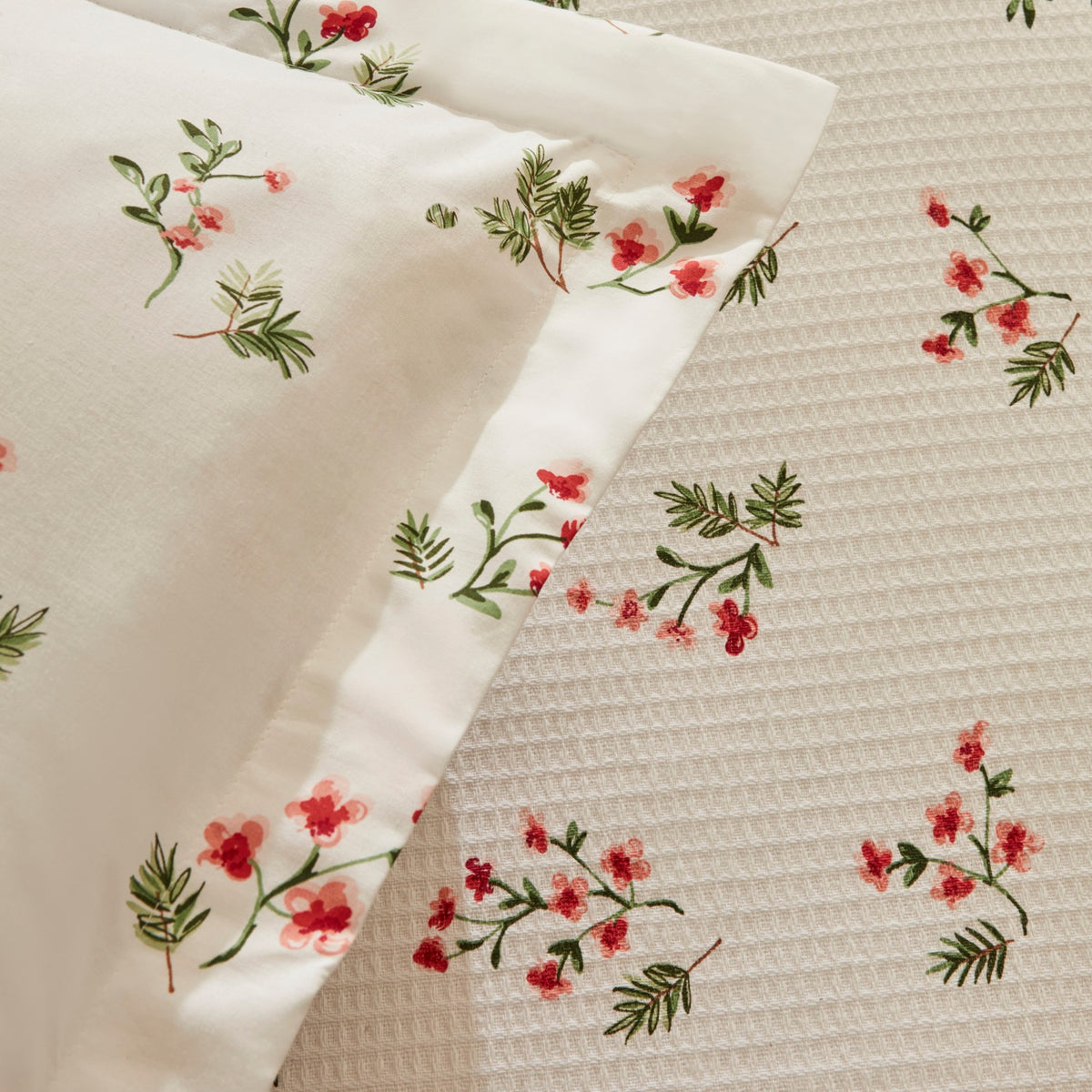 Karaca Home Silvie 100% Cotton Double Bed Quilted Bedding Set Red - MALLTURK