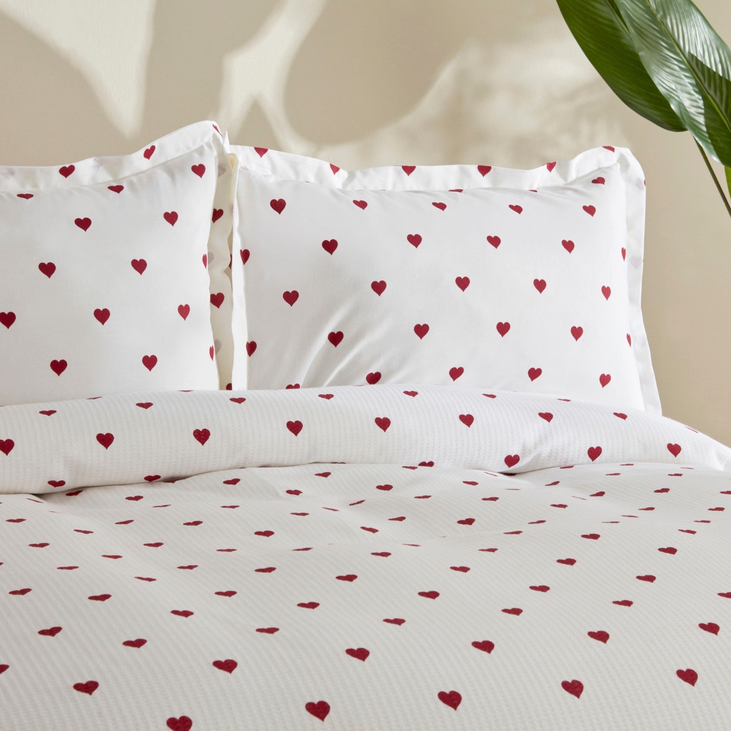 Karaca Home Amour Heart Pattern 100% Cotton Double Bed Quilted Bedding Set Red - MALLTURK