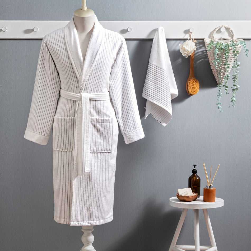Tac Ritmo Cotton L/XL Bathrobe Set White - MALLTURK