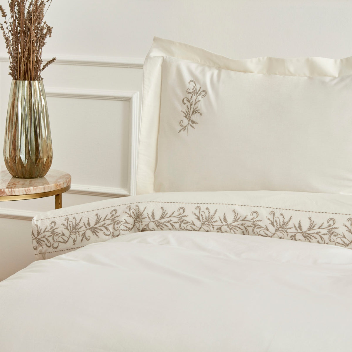Karaca Home Maisa Double Embroidered Duvet Cover Set Beige - MALLTURK