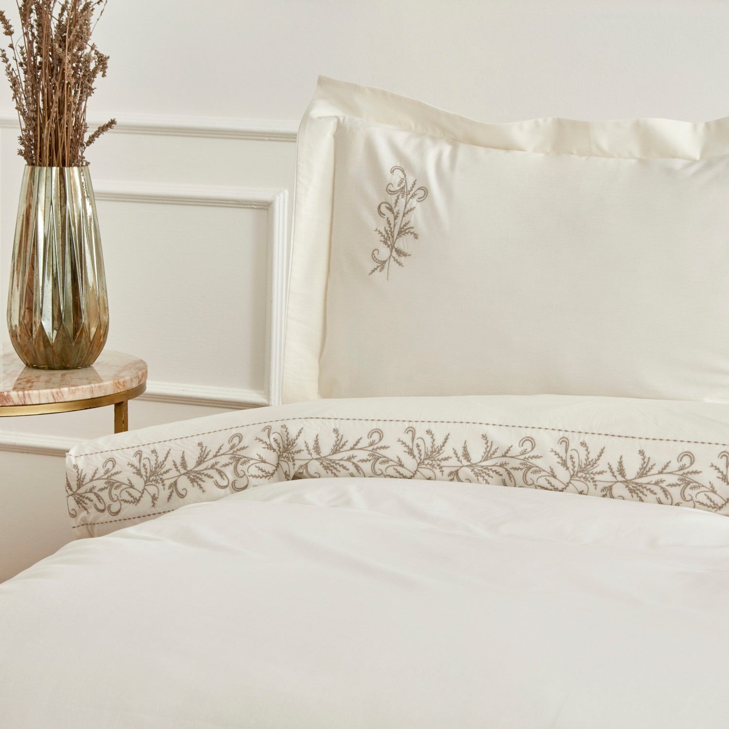 Karaca Home Maisa Double Embroidered Duvet Cover Set Beige - MALLTURK