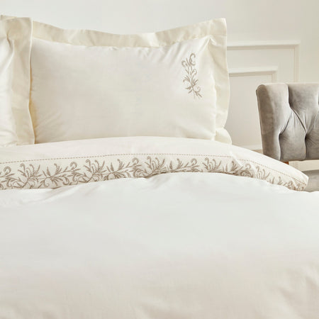 Karaca Home Maisa Double Embroidered Duvet Cover Set Beige - MALLTURK