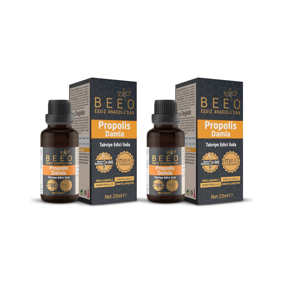 BEE'O Propolis Drops 2 x 20 ml %20 Pure With Propolis Natural Dietary Supplement - MALLTURK