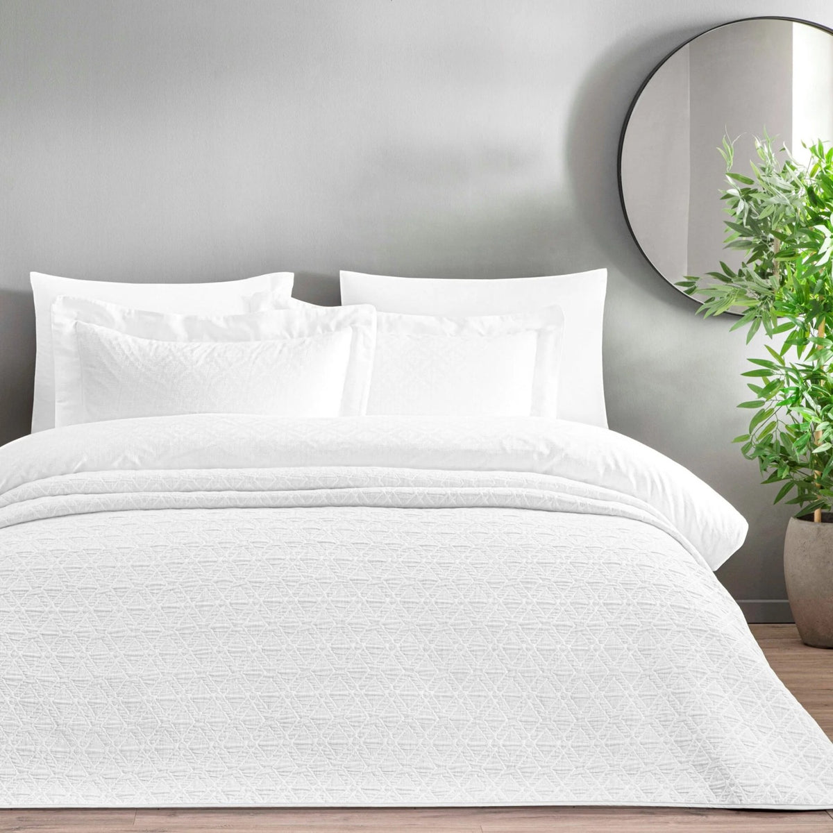 Tac Bellamy With Bedspread Double Duvet Cover Set White - MALLTURK