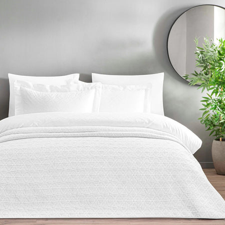 Tac Bellamy With Bedspread Double Duvet Cover Set White - MALLTURK
