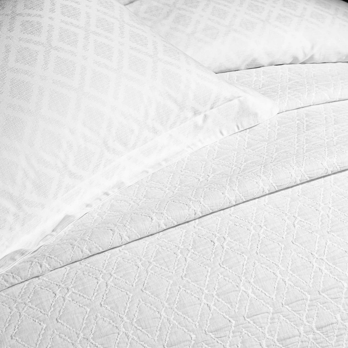 Tac Bellamy With Bedspread Double Duvet Cover Set White - MALLTURK