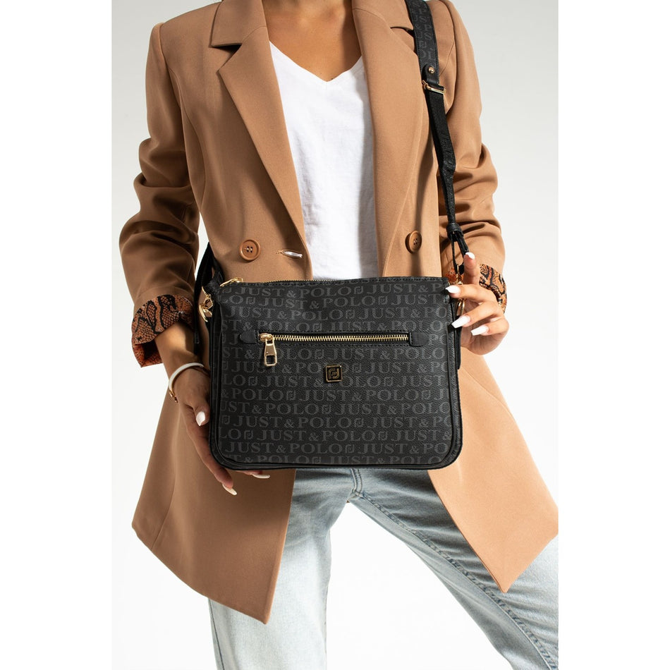 Just Polo Women's Shoulder Bag Black Length 24 cm, Width 28 cm - MALLTURK