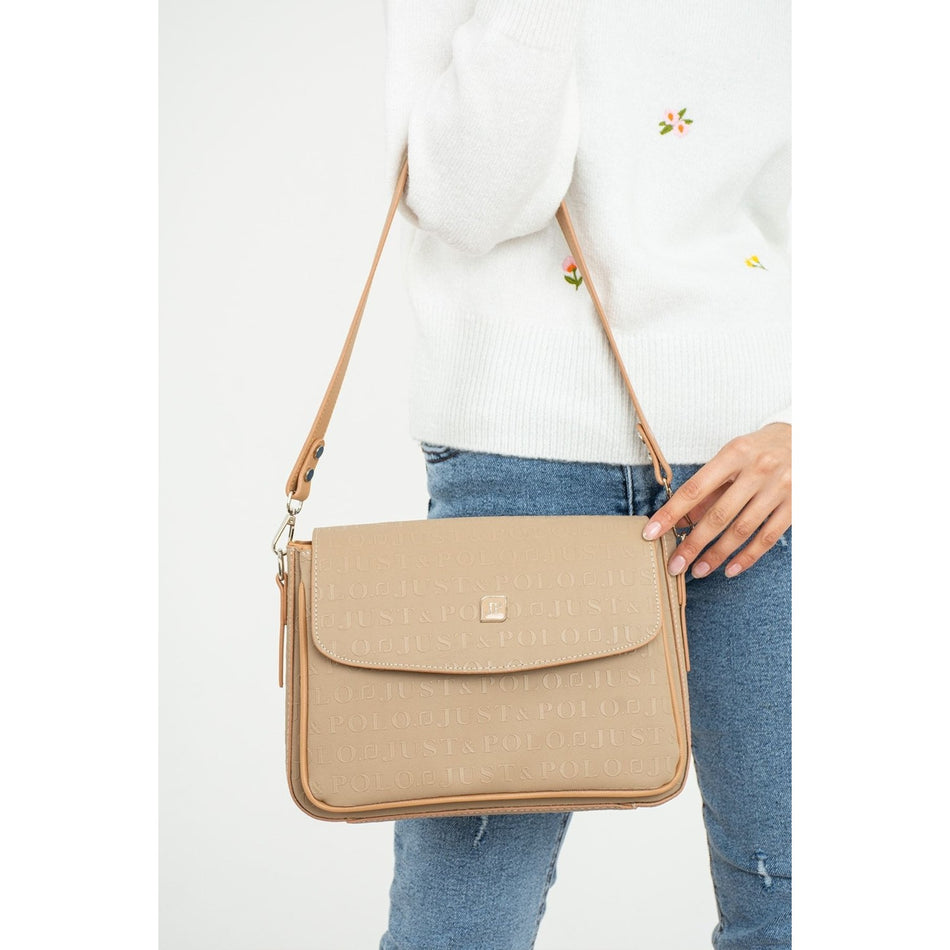 Just Polo Women's Two-Strap 6-Compartment Shoulder and Crossbody Bag JP4063TM JP4063TM Mink Women's Handbag - MALLTURK