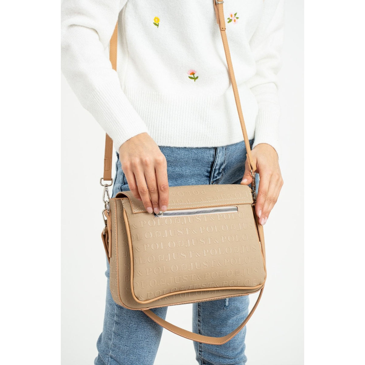 Just Polo Women's Two-Strap 6-Compartment Shoulder and Crossbody Bag JP4063TM JP4063TM Mink Women's Handbag - MALLTURK