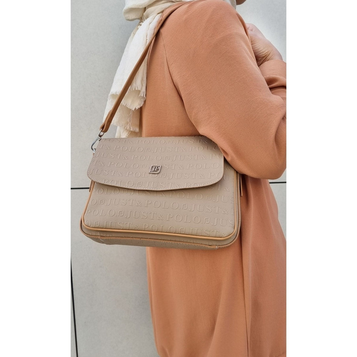 Just Polo Women's Two-Strap 6-Compartment Shoulder and Crossbody Bag JP4063TM JP4063TM Mink Women's Handbag - MALLTURK