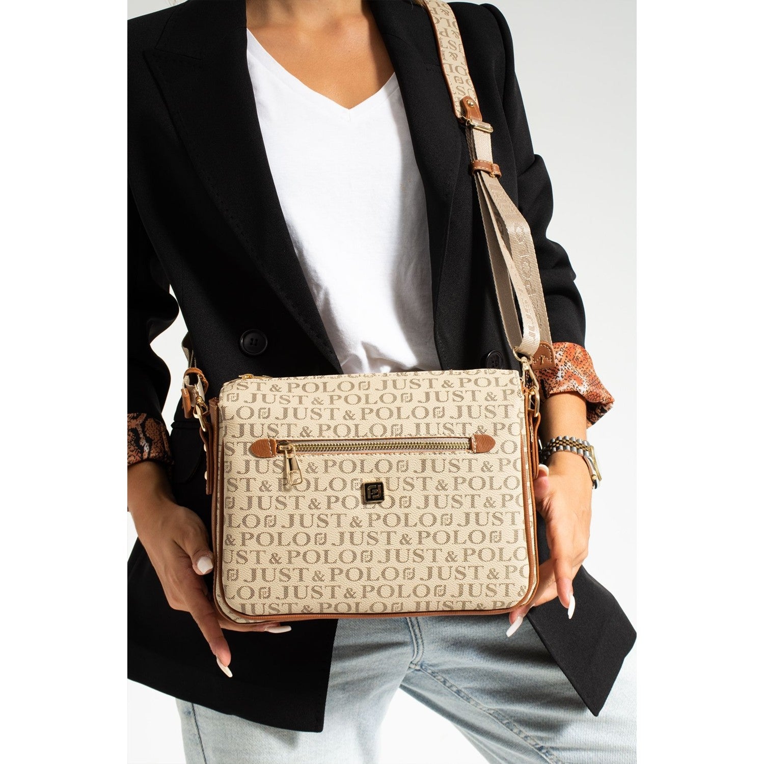 Just Polo Women's Shoulder Bag Length 24 cm, Width 28 cm Sand - Tan - MALLTURK