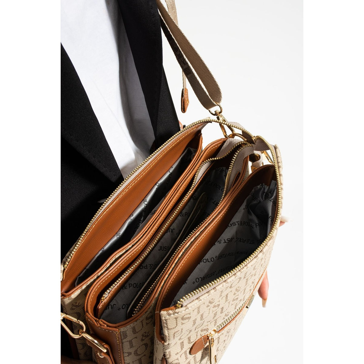Just Polo Women's Shoulder Bag Length 24 cm, Width 28 cm Sand - Tan - MALLTURK