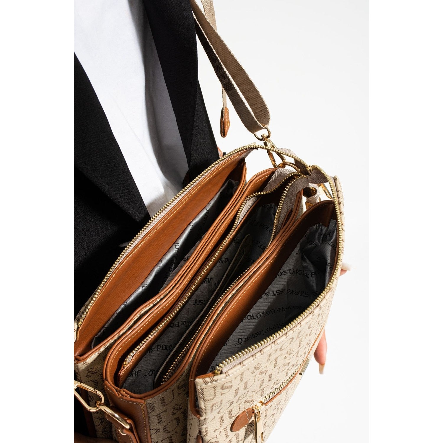 Just Polo Women's Shoulder Bag Length 24 cm, Width 28 cm Sand - Tan - MALLTURK