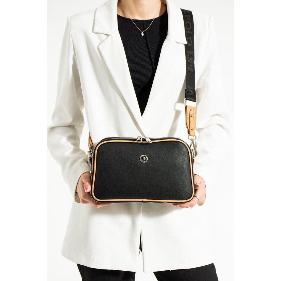 Just Polo Women's Shoulder Bag Color Black - Tan - MALLTURK