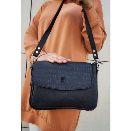 Just Polo Women's Two-Strap 6-Compartment Shoulder and Crossbody Bag JP4063TM JP4063TM Black Women's Bag - MALLTURK
