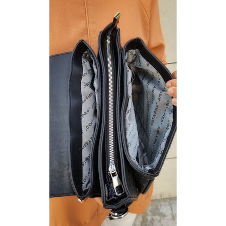 Just Polo Women's Two-Strap 6-Compartment Shoulder and Crossbody Bag JP4063TM JP4063TM Black Women's Bag - MALLTURK