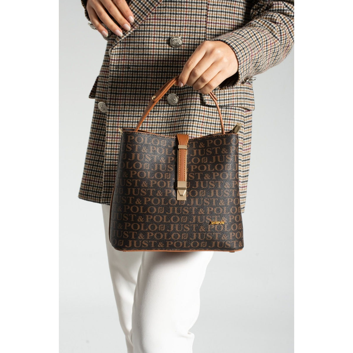 Just Polo Women's Hand and Shoulder Bag 2055 Brown Tan Stylish Look for Everyday Use - MALLTURK