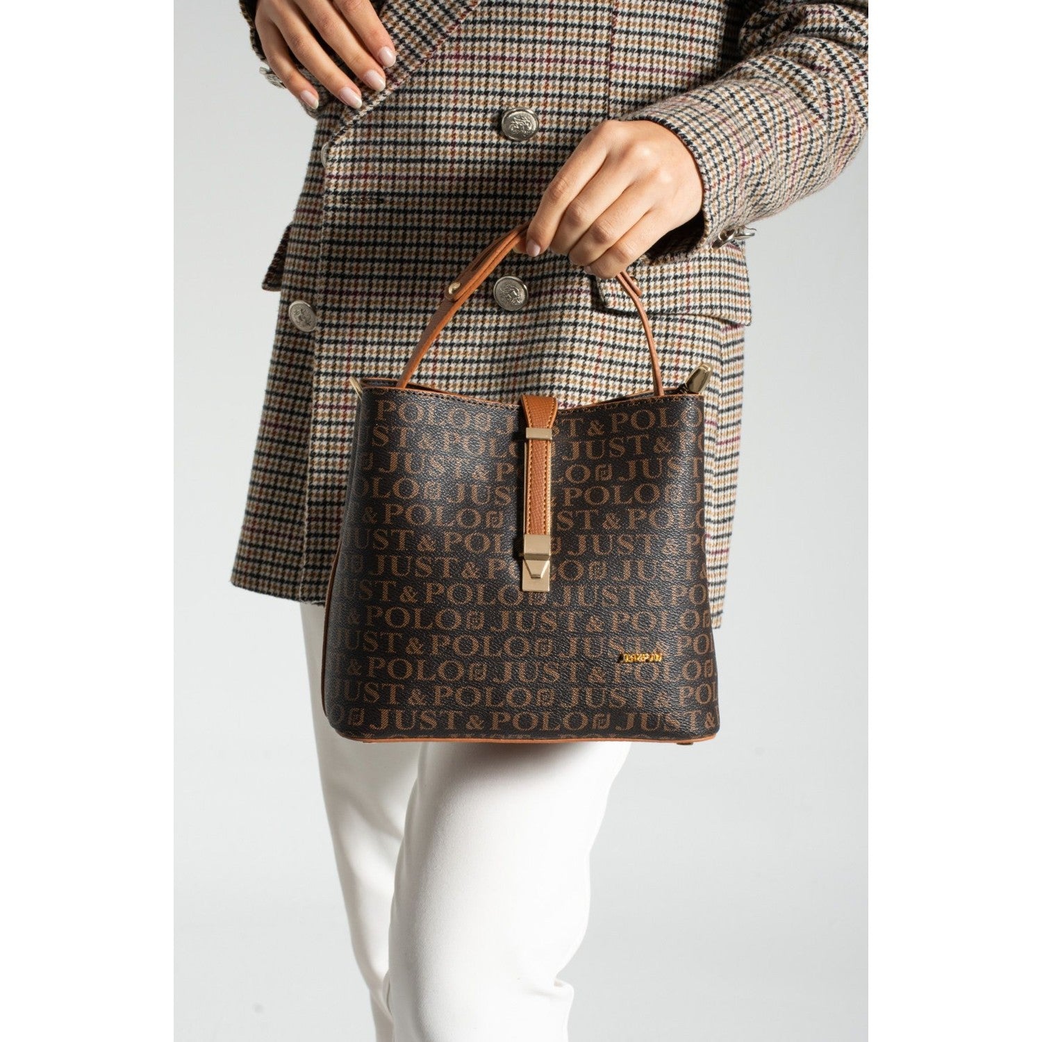 Just Polo Women's Hand and Shoulder Bag 2055 Brown Tan Stylish Look for Everyday Use - MALLTURK