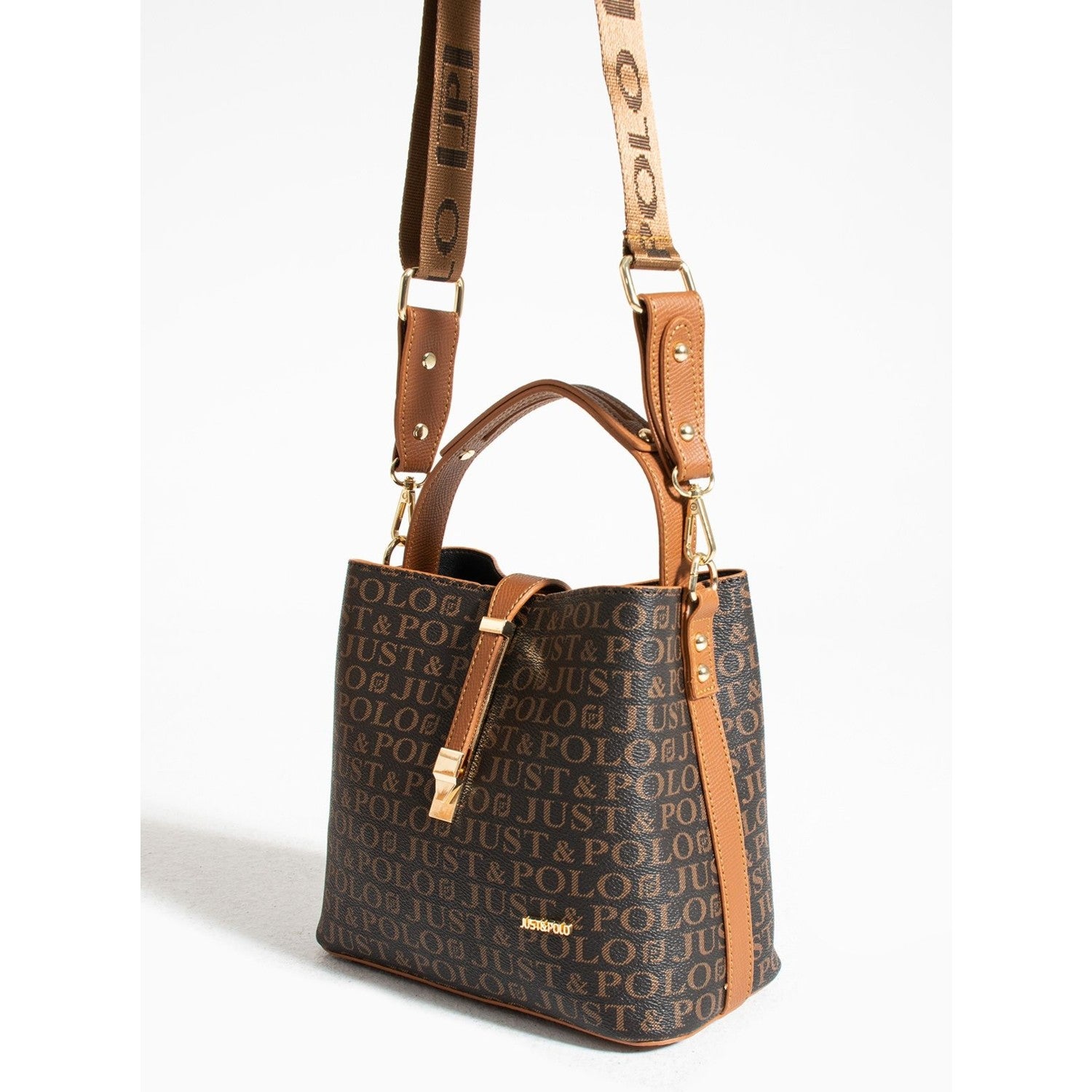 Just Polo Women's Hand and Shoulder Bag 2055 Brown Tan Stylish Look for Everyday Use - MALLTURK