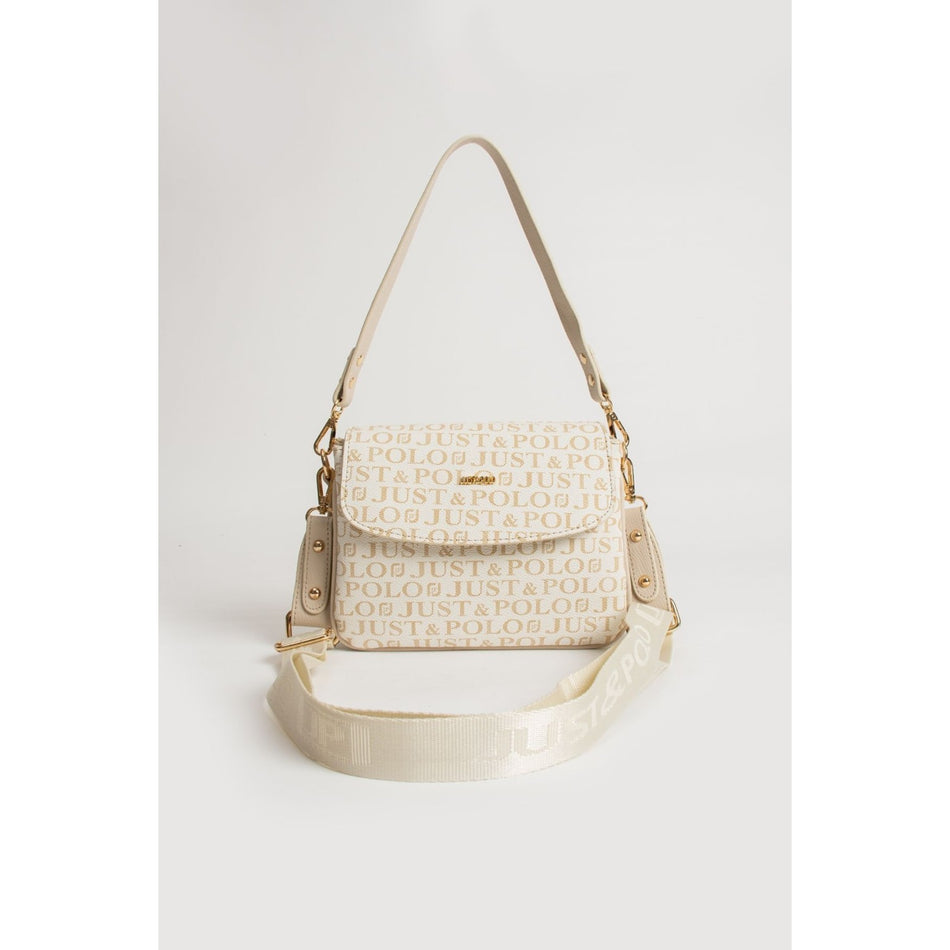 Just Polo Women's Medium Shoulder Bag, 2 Straps, 2 Compartments JPM2197 Cream - MALLTURK