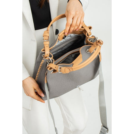 Just Polo Embossed Pattern Magnetic Snap Closure Handbag with Shoulder Strap Women's Fashion Bag - MALLTURK