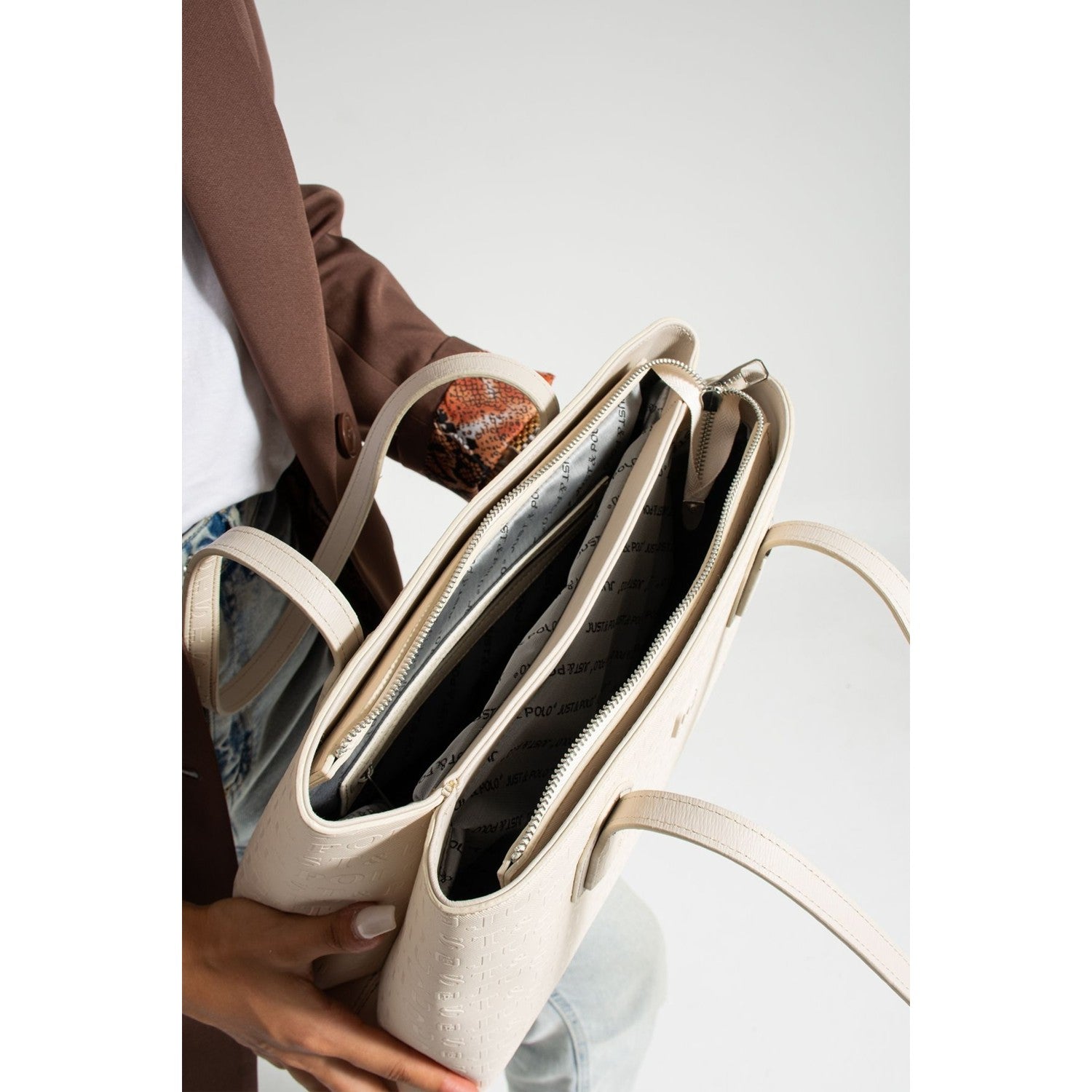 Just Polo Women's Shoulder Bag 33 cm x 30 cm Cream - MALLTURK