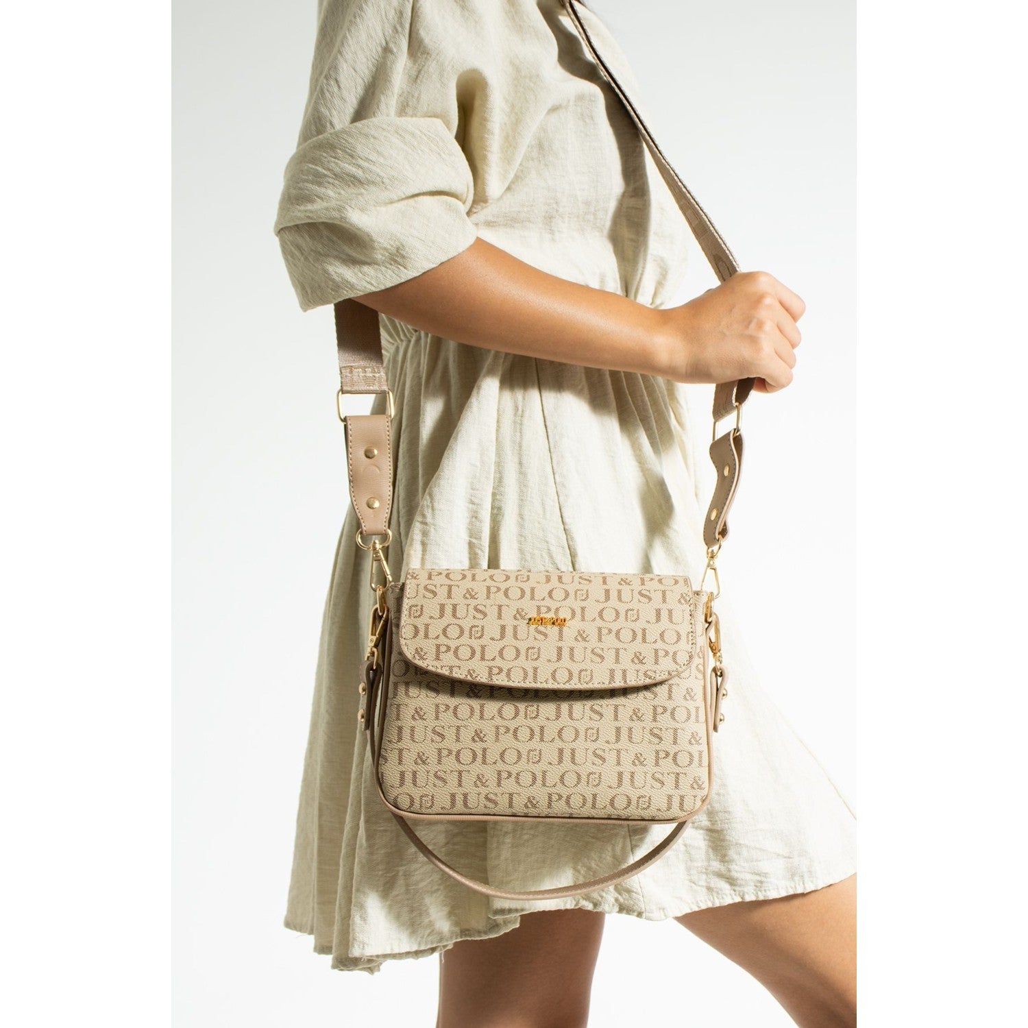 Just Polo 2-Compartment Shoulder Bag Sand - MALLTURK