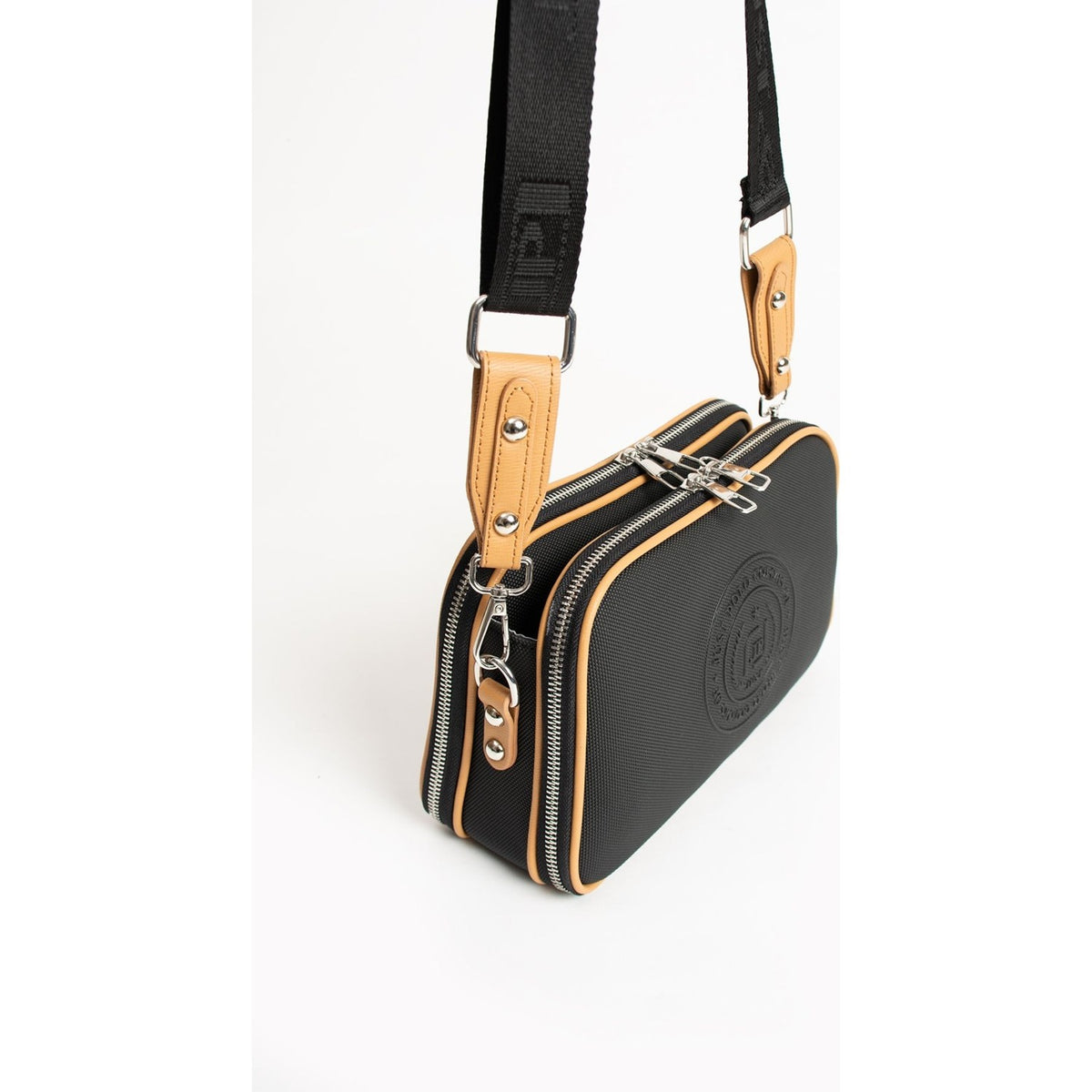 Just Polo Women's Shoulder & Messenger Bag Black - Tan - MALLTURK