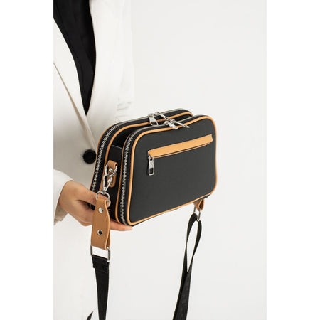 Just Polo Women's Shoulder & Messenger Bag Black - Tan - MALLTURK