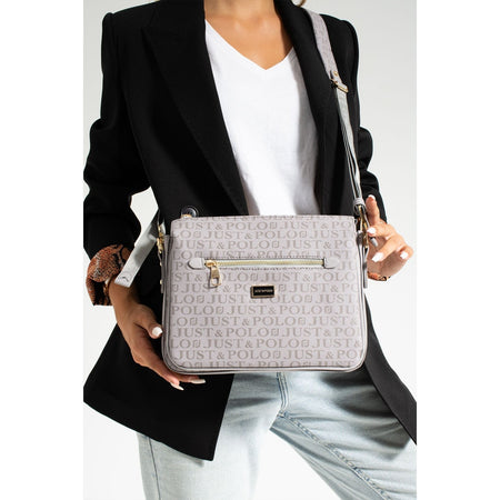 Just Polo Women's Shoulder Bag Length 24 cm, Width 28 cm Light Gray - MALLTURK