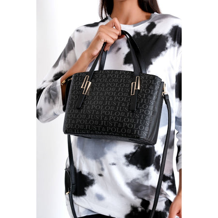 Just Polo Large Size Black Compartmented Women's Shoulder Bag AS5013 - MALLTURK
