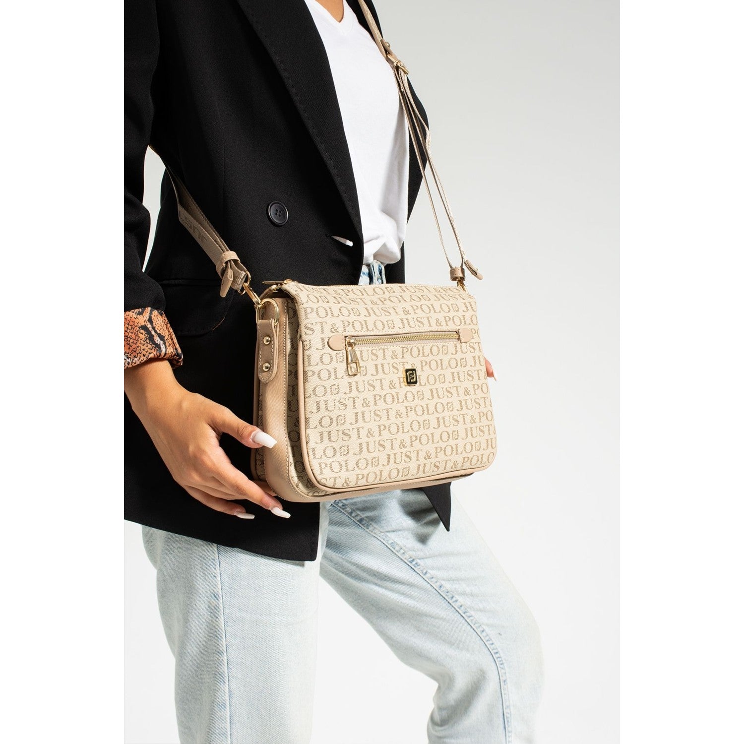 Just Polo Women's Shoulder Bag Length 24 cm, Width 28 cm Sand - MALLTURK