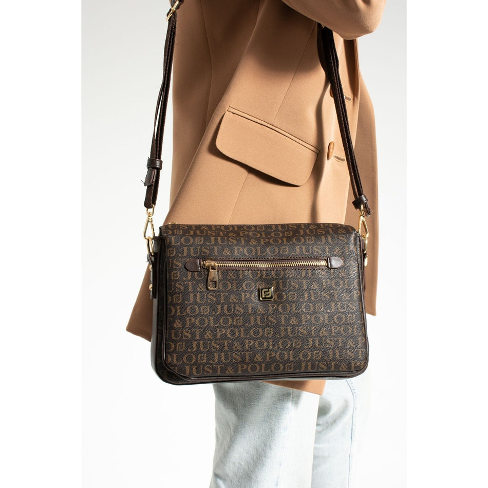 Just Polo Women's Shoulder Bag Length 24 cm, Width 28 cm Brown - MALLTURK