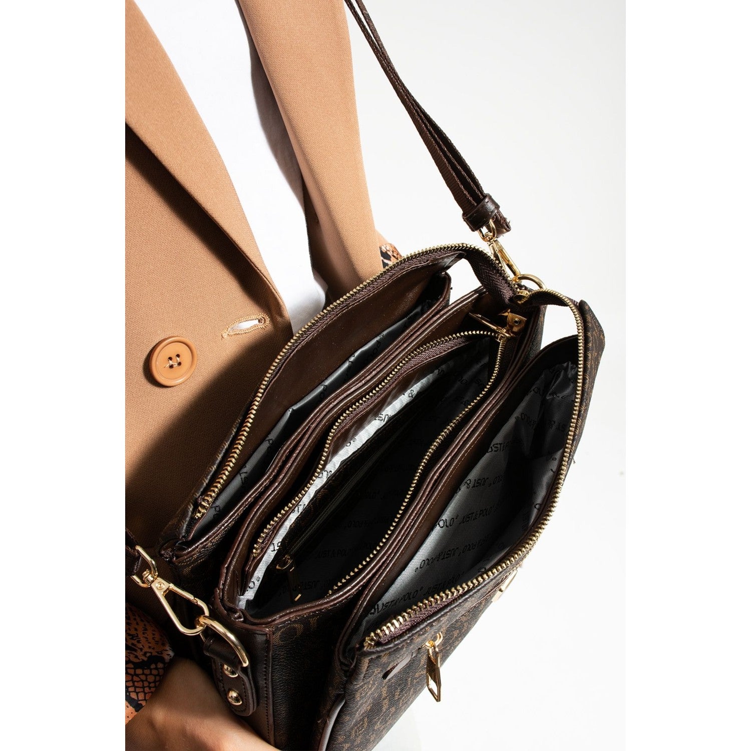 Just Polo Women's Shoulder Bag Length 24 cm, Width 28 cm Brown - MALLTURK