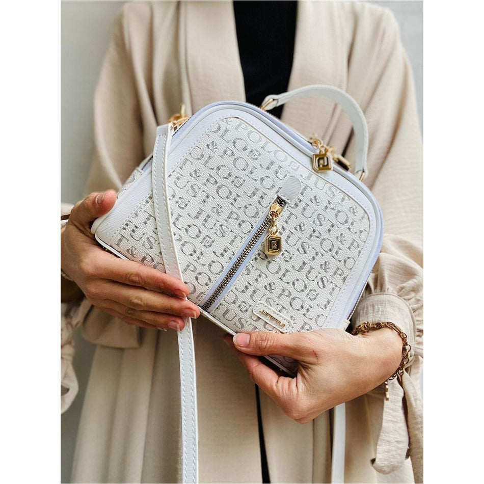 Just Polo Women's Bag with Adjustable Strap, 2 Compartments, White Color, Modern Design White - MALLTURK