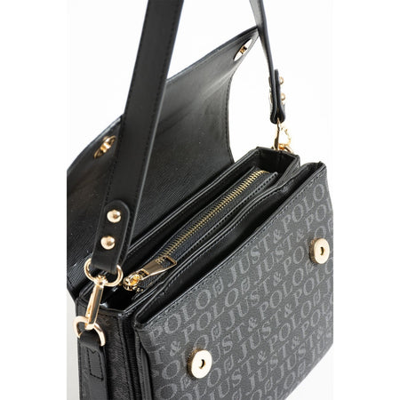 Just Polo Women's Medium Shoulder Bag, 2 Straps, 2 Compartments JPM2197 Black - MALLTURK