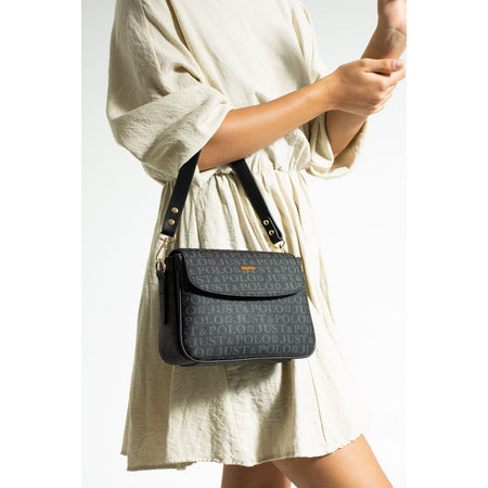 Just Polo Women's Medium Shoulder Bag, 2 Straps, 2 Compartments JPM2197 Black - MALLTURK