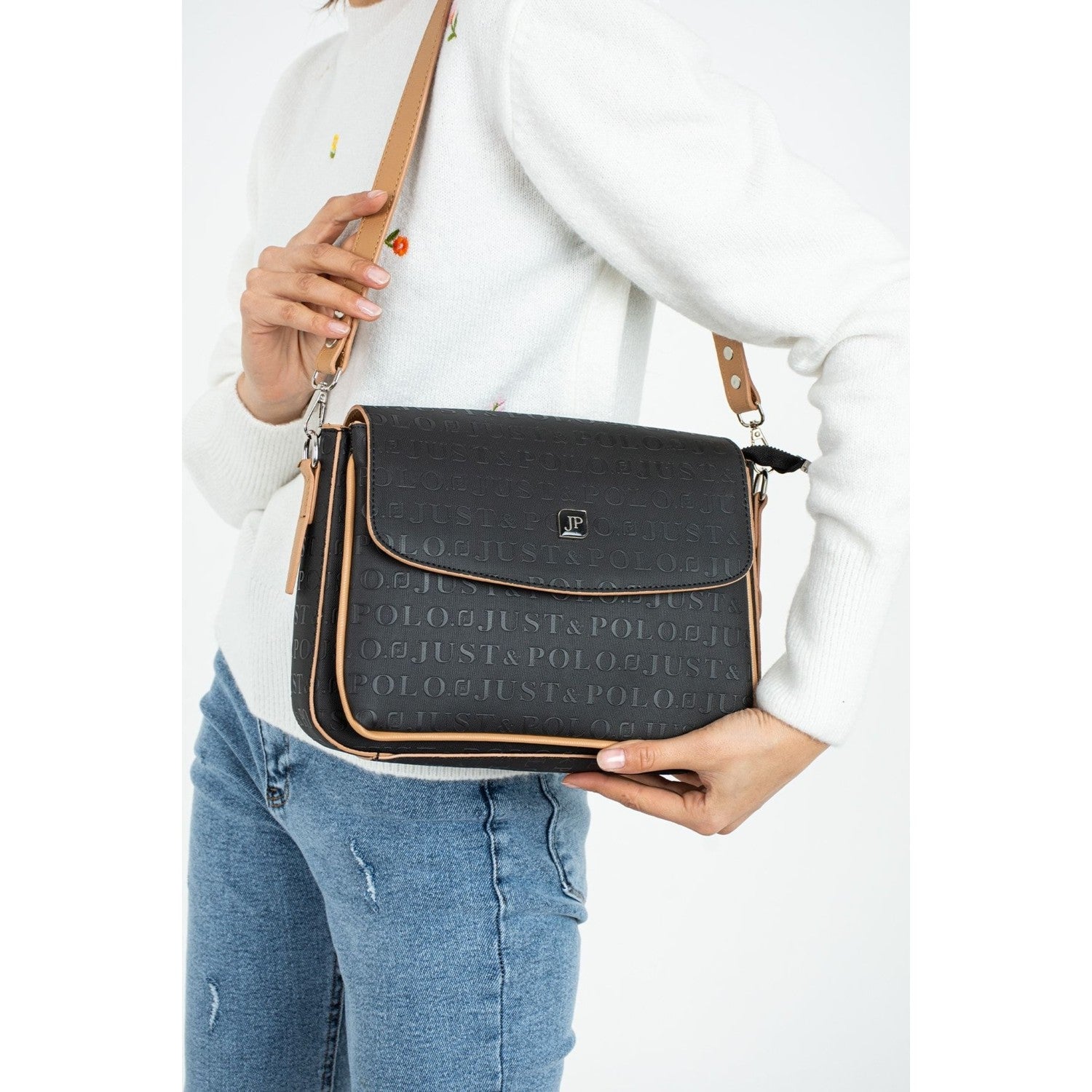 Just Polo New Season Women's Bag JPM4063 Black/Tan - MALLTURK
