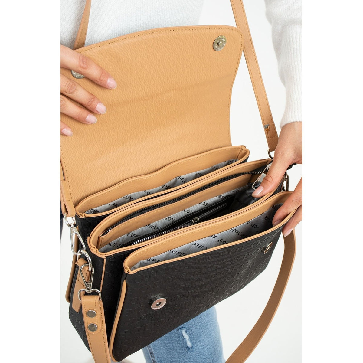 Just Polo New Season Women's Bag JPM4063 Black/Tan - MALLTURK