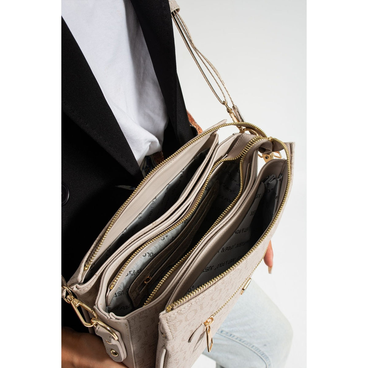 Just Polo Women's Shoulder Bag Length 24 cm, Width 28 cm Stone - MALLTURK