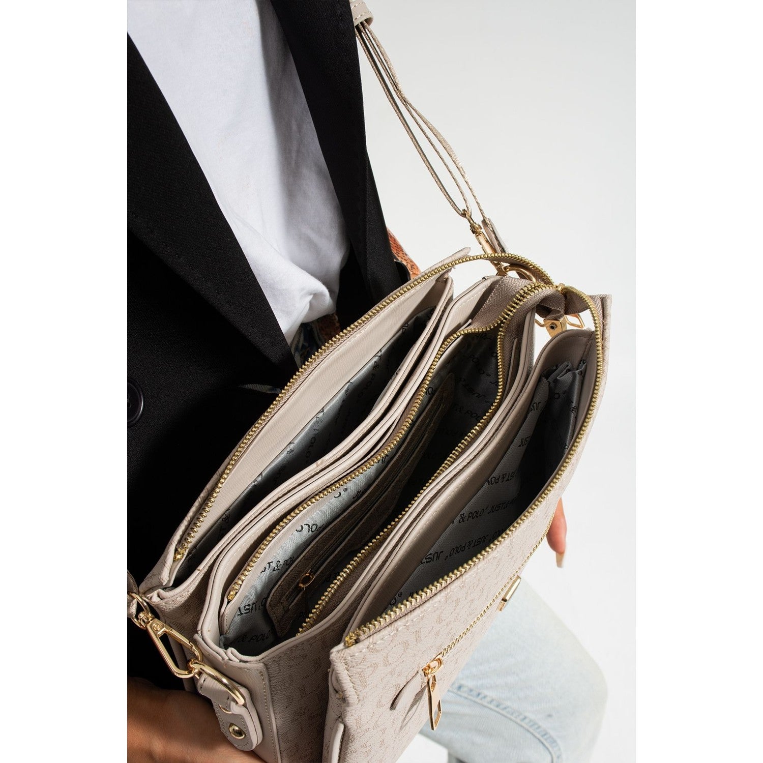 Just Polo Women's Shoulder Bag Length 24 cm, Width 28 cm Stone - MALLTURK
