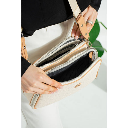 Just Polo Women's Cream Two-Strap 3-Compartment Shoulder and Crossbody Bag JPS2185 Cream - MALLTURK