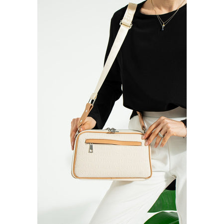 Just Polo Women's Cream Two-Strap 3-Compartment Shoulder and Crossbody Bag JPS2185 Cream - MALLTURK