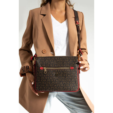 Just Polo Women's Shoulder Bag Length 24 cm, Width 28 cm Brown - Red Fashion Bag - MALLTURK