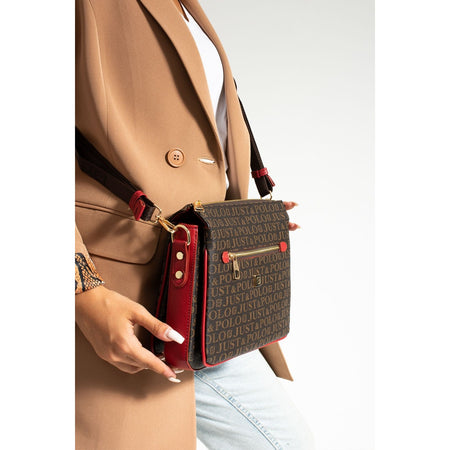 Just Polo Women's Shoulder Bag Length 24 cm, Width 28 cm Brown - Red Fashion Bag - MALLTURK