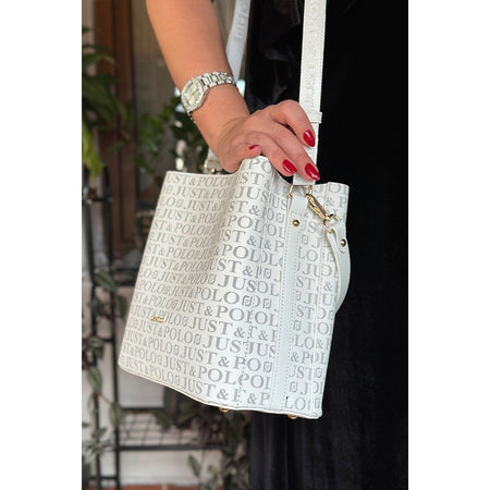Just Polo Women's Printed 3-Compartment Messenger and Shoulder Bag 2117 White - MALLTURK