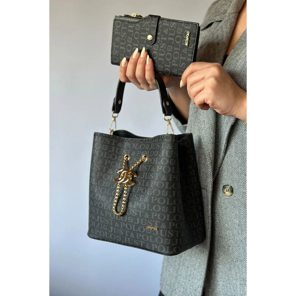 Just Polo Women's 3-Compartment Adjustable Long Strap Hand and Shoulder Bag JPM2065 Moss Green - MALLTURK