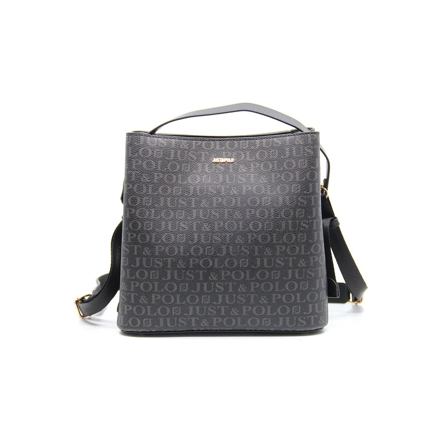 Just Polo Women's 3-Compartment Adjustable Long Strap Hand and Shoulder Bag JPM2065 Black - MALLTURK